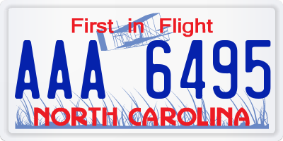 NC license plate AAA6495