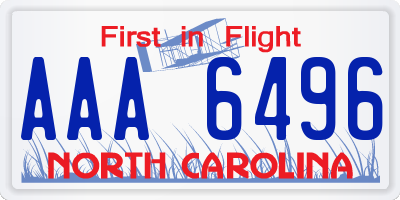 NC license plate AAA6496
