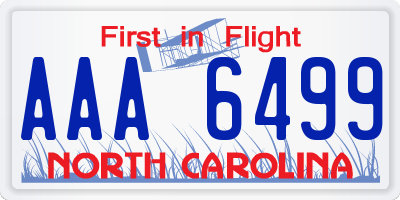 NC license plate AAA6499