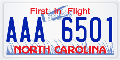 NC license plate AAA6501