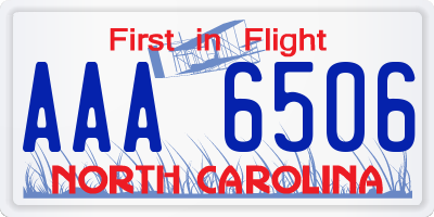 NC license plate AAA6506