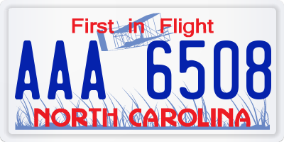 NC license plate AAA6508