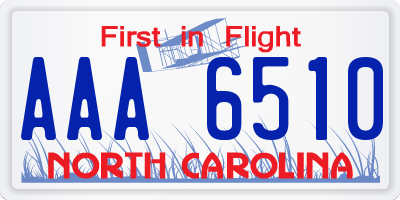 NC license plate AAA6510