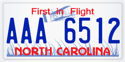 NC license plate AAA6512