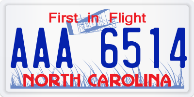 NC license plate AAA6514