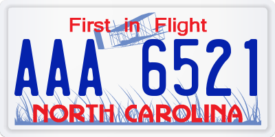 NC license plate AAA6521