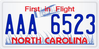 NC license plate AAA6523