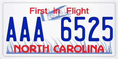 NC license plate AAA6525