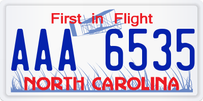 NC license plate AAA6535