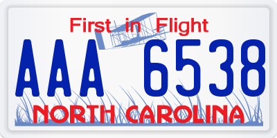 NC license plate AAA6538