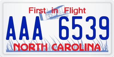 NC license plate AAA6539