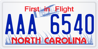 NC license plate AAA6540