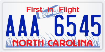 NC license plate AAA6545