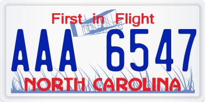 NC license plate AAA6547