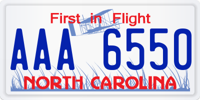 NC license plate AAA6550