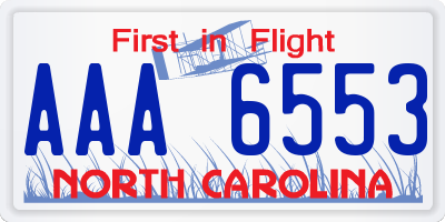 NC license plate AAA6553