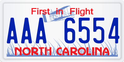 NC license plate AAA6554