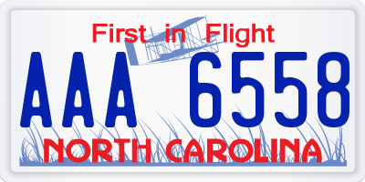 NC license plate AAA6558