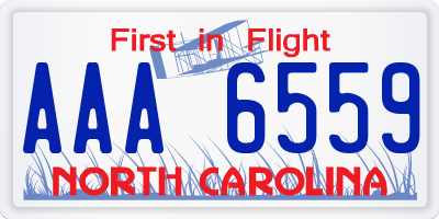 NC license plate AAA6559