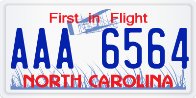 NC license plate AAA6564