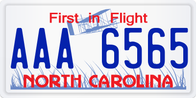 NC license plate AAA6565