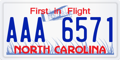 NC license plate AAA6571