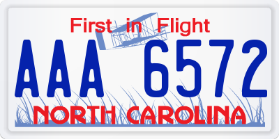 NC license plate AAA6572