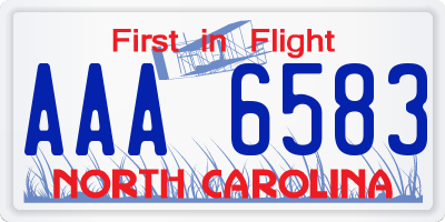 NC license plate AAA6583