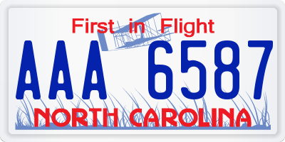 NC license plate AAA6587