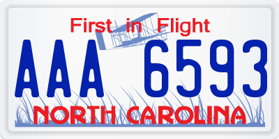 NC license plate AAA6593