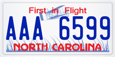 NC license plate AAA6599