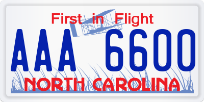 NC license plate AAA6600