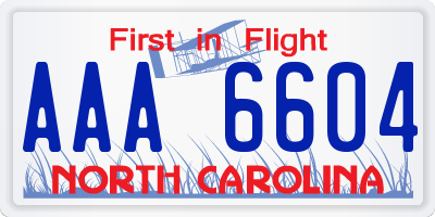 NC license plate AAA6604