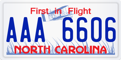 NC license plate AAA6606