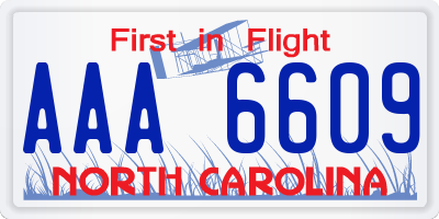 NC license plate AAA6609