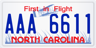 NC license plate AAA6611