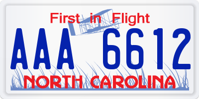 NC license plate AAA6612