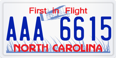 NC license plate AAA6615