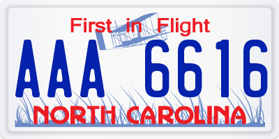 NC license plate AAA6616