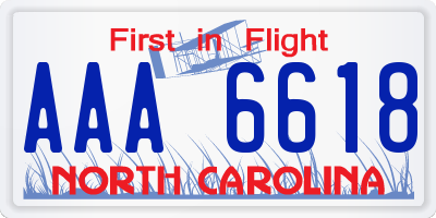 NC license plate AAA6618