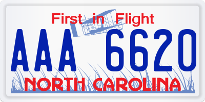 NC license plate AAA6620