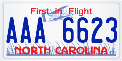 NC license plate AAA6623