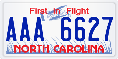 NC license plate AAA6627