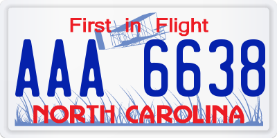 NC license plate AAA6638