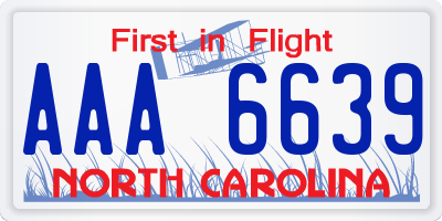 NC license plate AAA6639