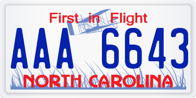 NC license plate AAA6643
