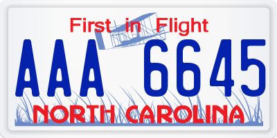 NC license plate AAA6645