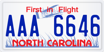NC license plate AAA6646