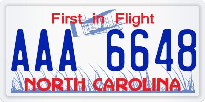 NC license plate AAA6648