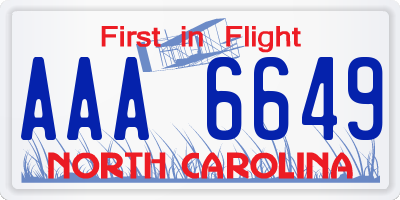 NC license plate AAA6649